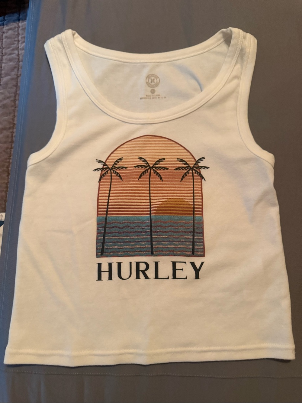 Hurley White Crewneck Tank with Subtle Logo Print